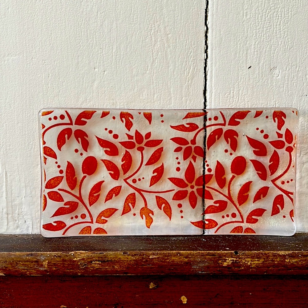 Sandra Kaye Fused Glass Poinsettia Dish